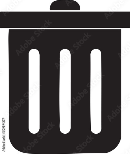 black waste receptacle with three vertical openings.
