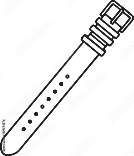 black wristwatch strap extends vertically showcasing its segmented .