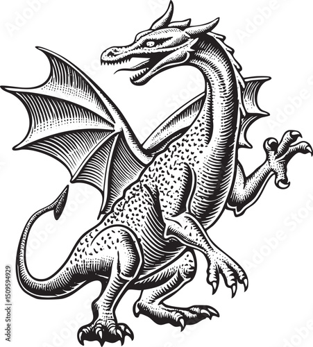 majestic dragon perches on a rocky outcrop.