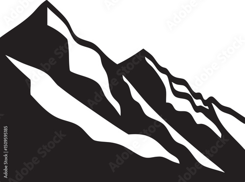 striking black and white silhouette of a towering mountain range dominates the .