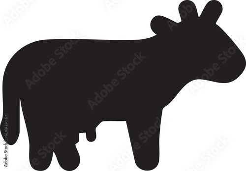 black silhouette of a grazing animal stands against a white background.