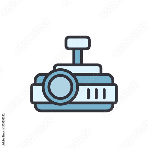 Stylized Icon Depicting Projector For Presentations With Transparent Backdrop