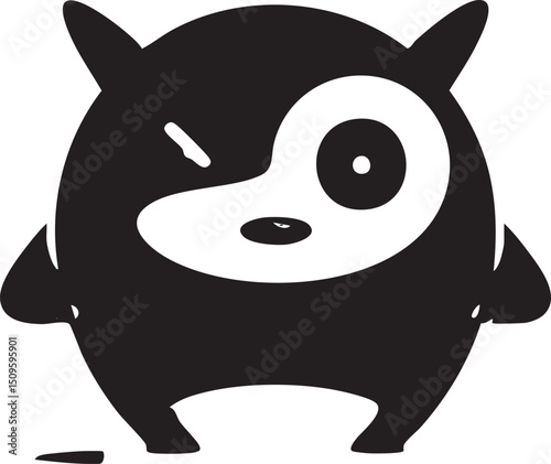 playful cartoonish creature with a mischievous expression.