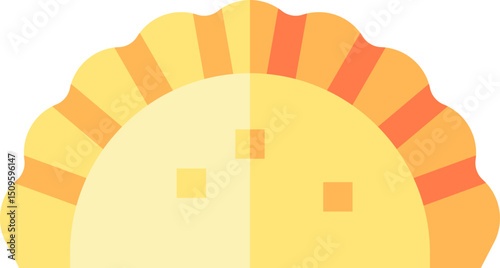 Dumpling sits on white surface, showcasing its golden color and simple shape, evoking a sense of comfort and warmth.