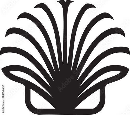 stylized silhouette of a seashell displays intricate radiating .