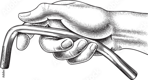 hand firmly grasps a curved wrench demonstrating strength and precision.