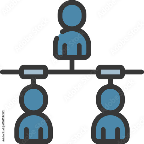 Organization chart showing hierarchy and connections between employees within a company, representing structure and teamwork in a corporate environment.