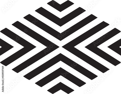 striking geometric features intersecting black and white lines forming a complex symmetrical .