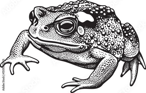 black and white depicts a toad resting on a smooth surface.