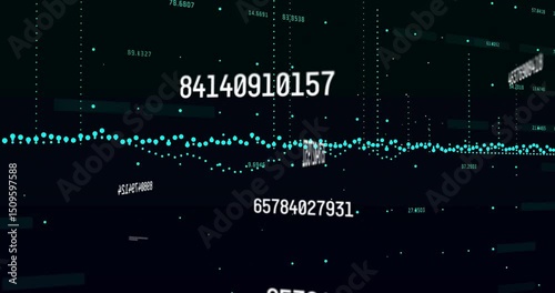 Opening grid starting main number shifting down, updating above turquoise wave visualizing trends