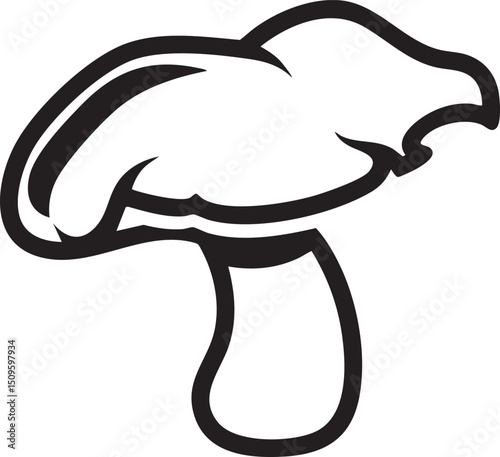 stylized mushroom with a rounded cap and a prominent stem.