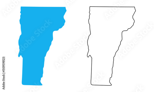 Map of the state of Vermont, United States. Map with detailed outlines and blue silhouettes	