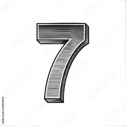 bold stylized number seven is presented in a strong linear .