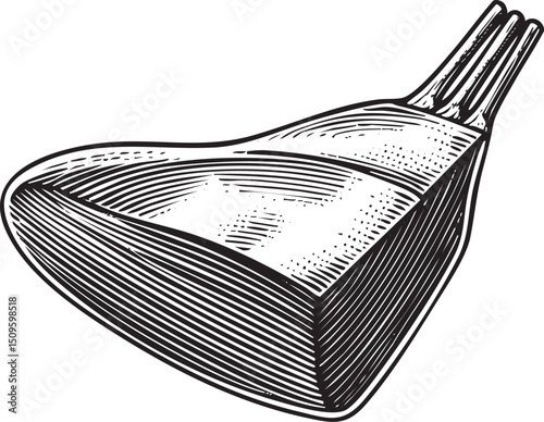 detailed black and white of a roasted leg of lamb.