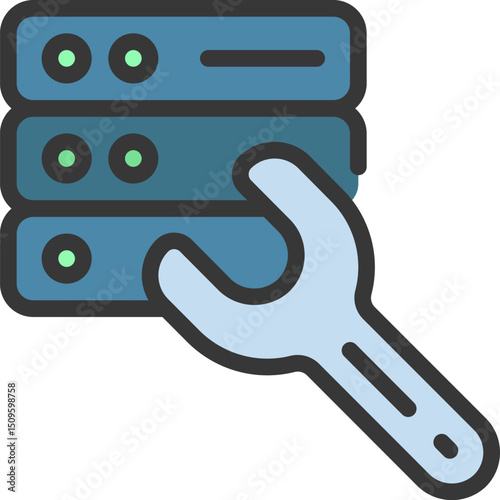 Server being maintained with wrench in data center, showcasing it support and system administration, highlighting technical expertise and problemsolving skills.
