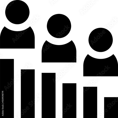 Declining workforce shows a downward trend in employee numbers represented by stick figures and bars, indicating economic downturn and job losses.