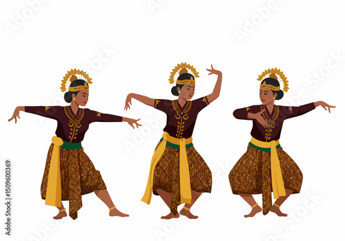Traditional Javanese Dance Performance Elegant Movement Ethnic Indonesia