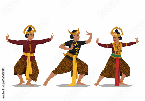 Traditional Javanese Dancers in Indonesia Performing Cultural Dance