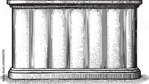 cylindrical column with ornate detailing stands upright on a simple base.