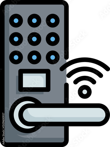 smart door illustration on a white background       