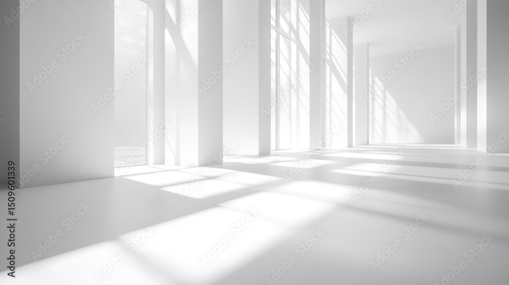 Obraz premium Sunlit Modern White Room Interior Architecture Design