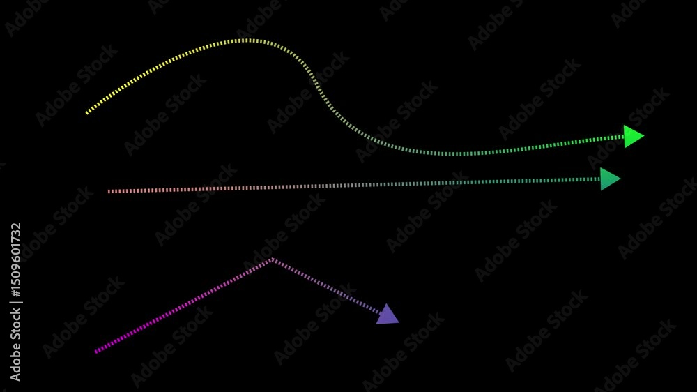 A Set of dashed arrows: simple motion graphic animation of a clean minimal style on a transparent background.