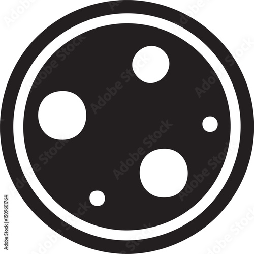 circular displays multiple dark solid circles arranged within a white border.