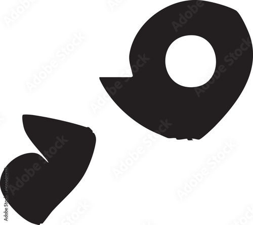 Two abstract curved shapes create a dynamic composition.