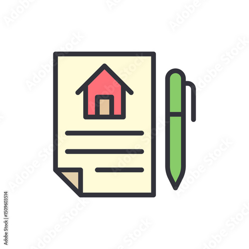 Home Purchase Agreement With Pen Icon On Transparent Background