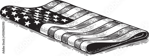 black and white depicts a folded American flag.