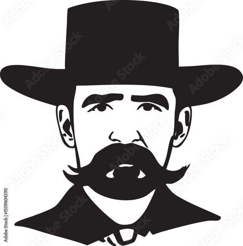 distinguished man in a cowboy hat and beard gazes intently.