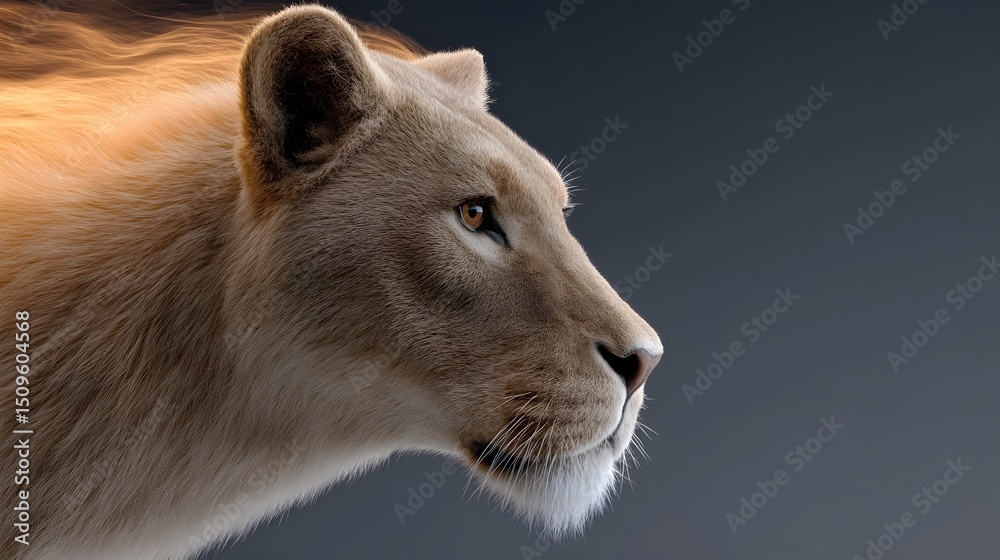 Naklejka premium Powerful lion morphing into elemental flame