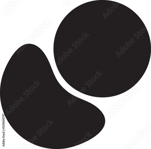 Two overlapping dark circles create a balanced visual composition.