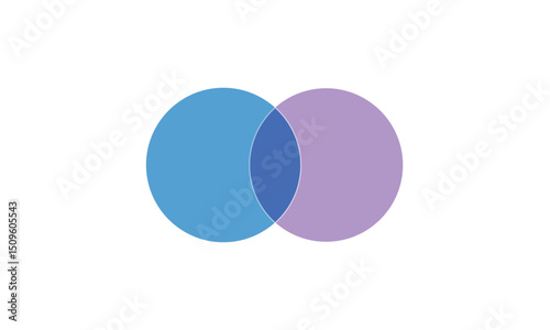 Venn diagram chart vector template two circle color style for presentation, start up project, business strategy, theory basic operation, infographic, logic eps 10. Vector Illustration  . 