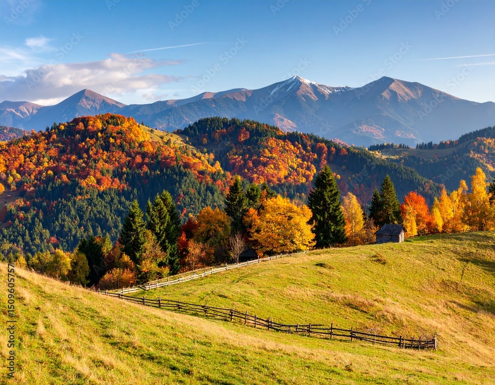 Naklejka premium Panorama mountain autumn landscape