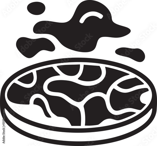 circular form displays a of flowing dark shapes against a white background.