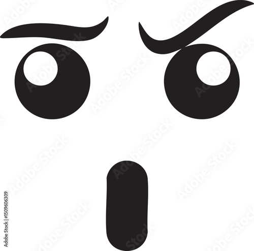 stylized cartoon face expresses surprise.
