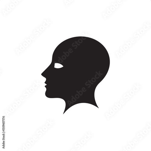 silhouetted human head presents a profile view.