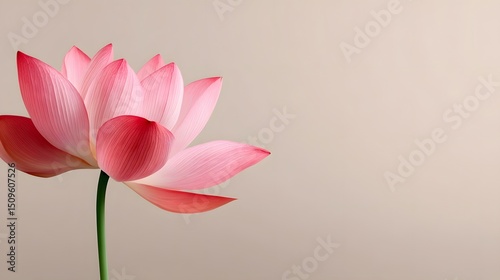 Delicate pink lotus flower in serene botanical setting