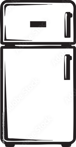 simple upright refrigerator stands in a neutral setting.