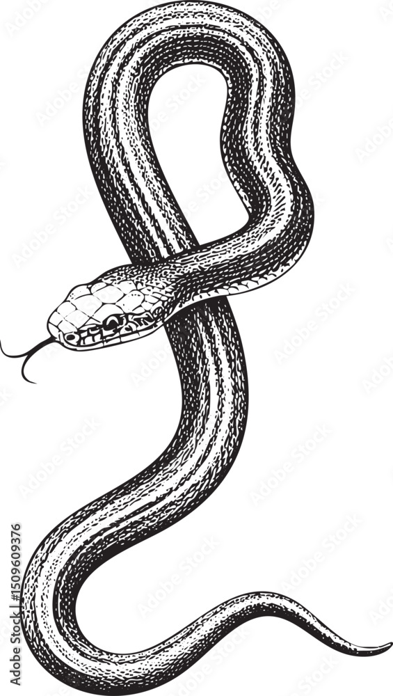 Obraz premium dark serpent curls gracefully around a smooth curved surface.