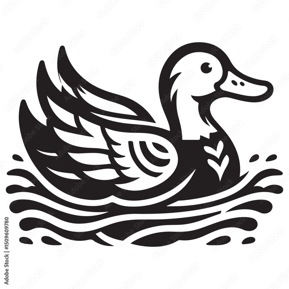 Fototapeta premium wood duck on water vector illustration