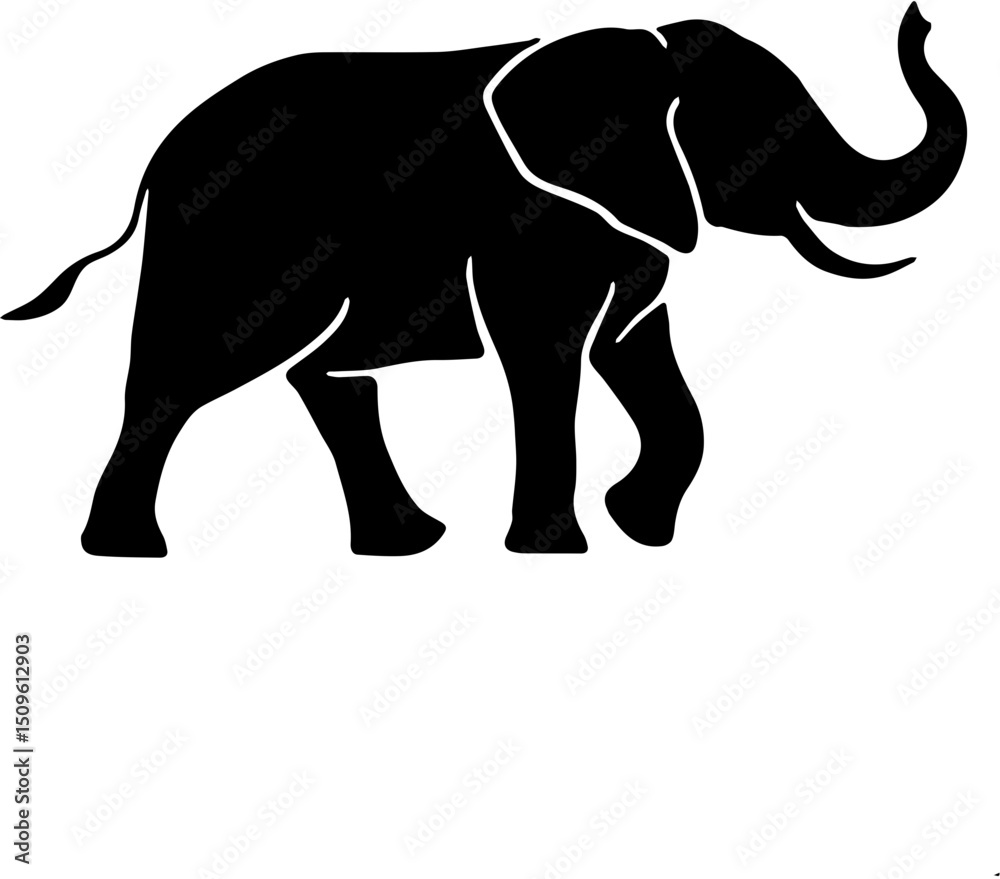 Fototapeta premium vector black and white elephant silhouette