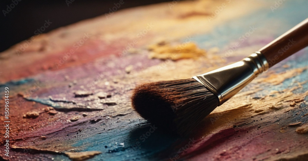 Fototapeta premium paint brushes and palette