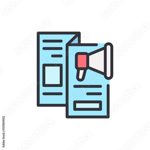 Vector Illustration Of A Promotion Brochure With Megaphone Icon