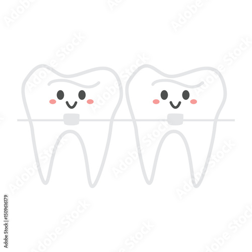 Teeth with Dental Braces, cute teeth