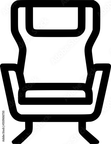 Black and white line art image of an armchair