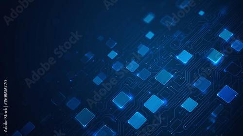 abstract tech blue background with transparent squares