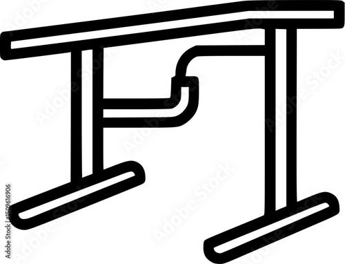 Black  white icon of an uneven bar apparatus on floor supports