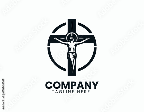 Profound Jesus Christ on Cross Depiction Sacrifice Faith Vector Logo Design